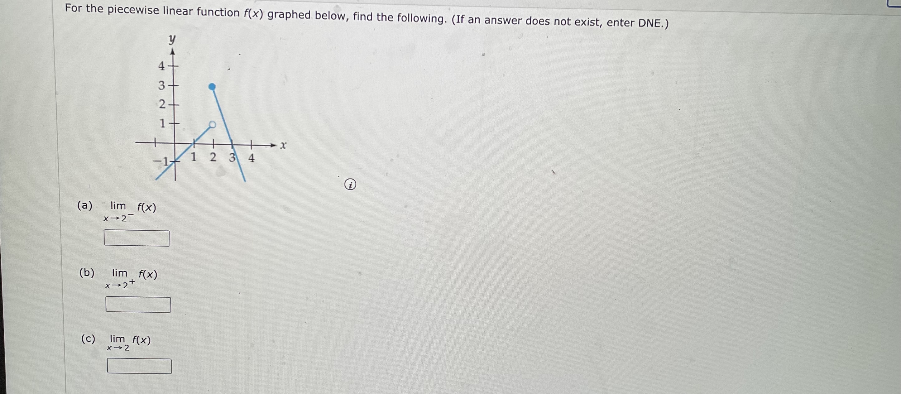 (If an answer does not exist, enter DNE.) 3 x -1 1