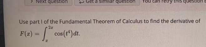 question You can retry this question Use part I of the Fundamental