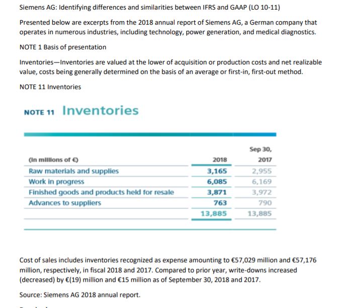 Siemens AG: Identifying differences and similarities between IFRS and GAAP (LO 10-11)