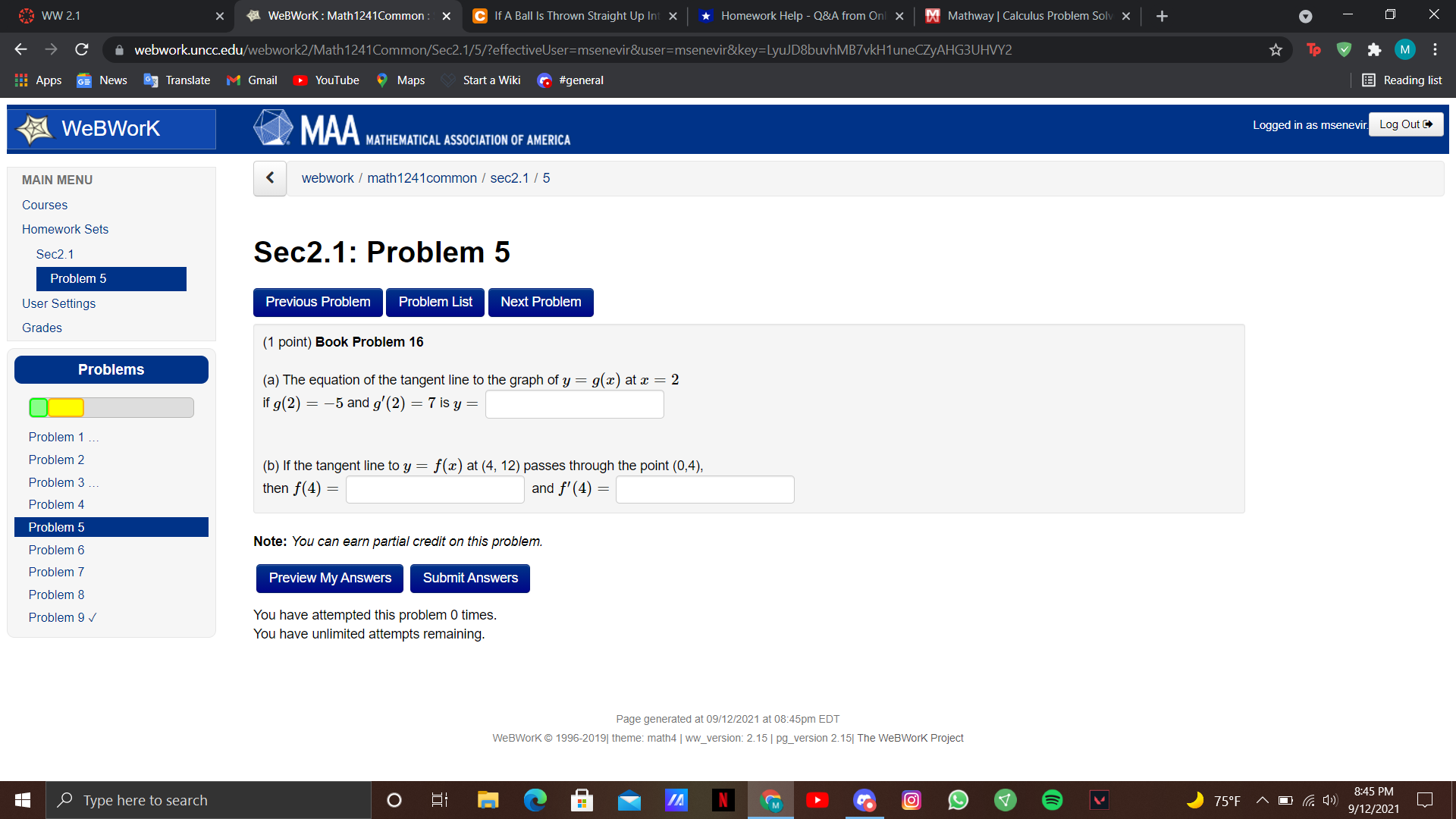 | Calculus Problem Solv X + V X C webwork.uncc.edu/webwork2/Math1241Common/Sec2.1/3/ To V