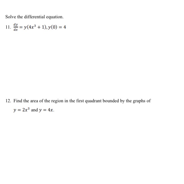 = 4 12. Find the area of the region in the first