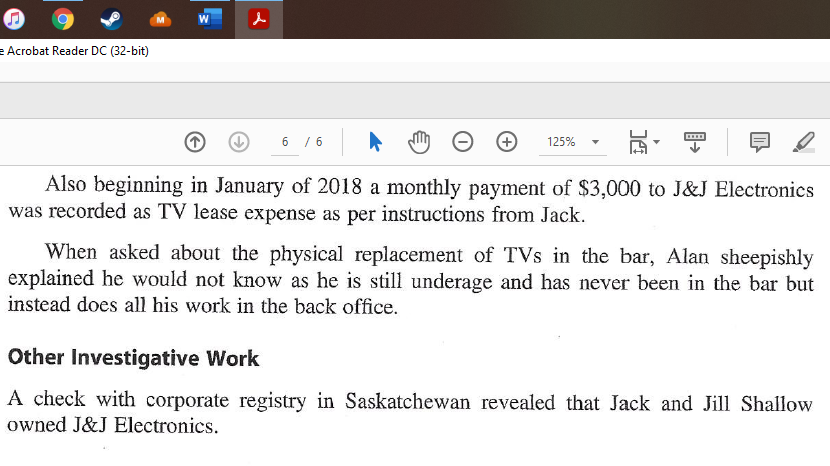 student is provided with a whistleblower complaint and examines the draft financial