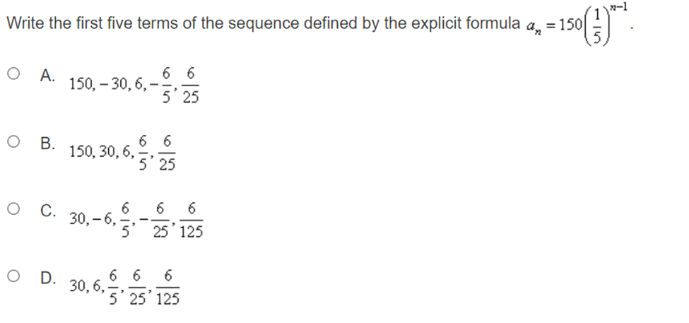  2-1 Write the first five terms of the sequence defined by