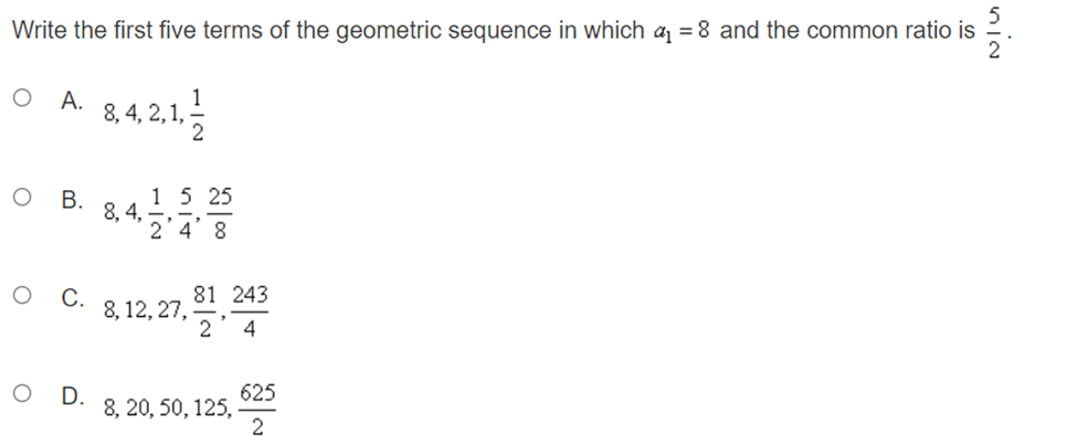 4 O C. geometric: r= 1.2 O D. geometric: r= 4 O