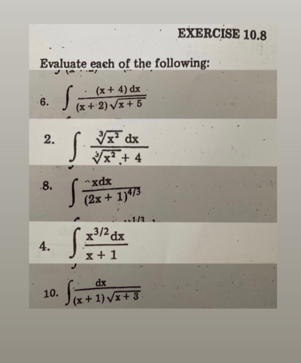 Exercise 10.8. This is Integral Calculus. I need help with comple