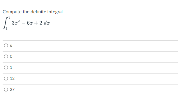Compute the definite integral 3 3x- - 6x + 2 dx