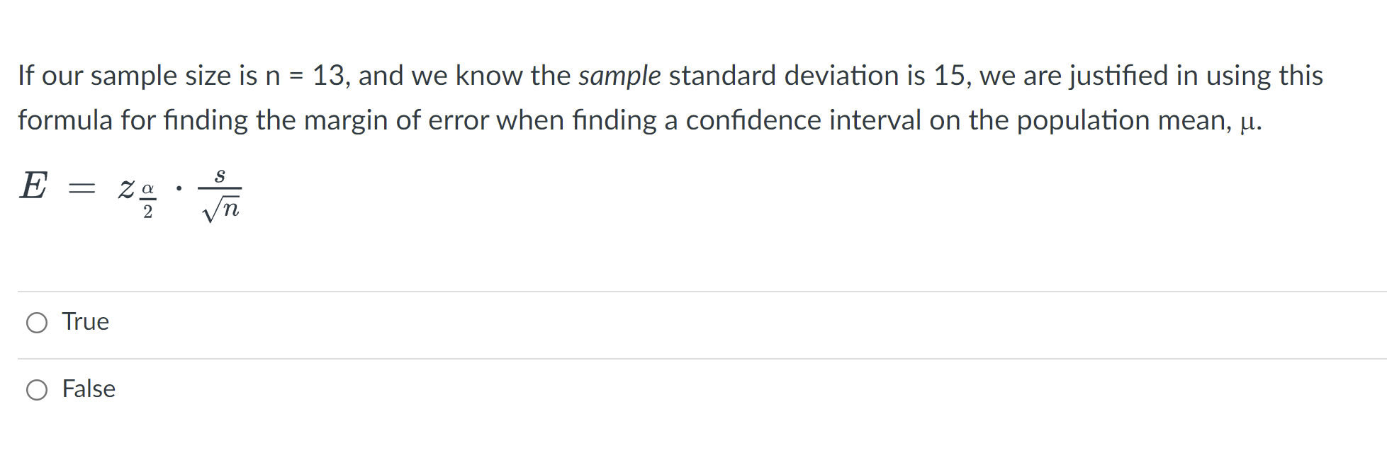 If our sample size is n = 13, and we know