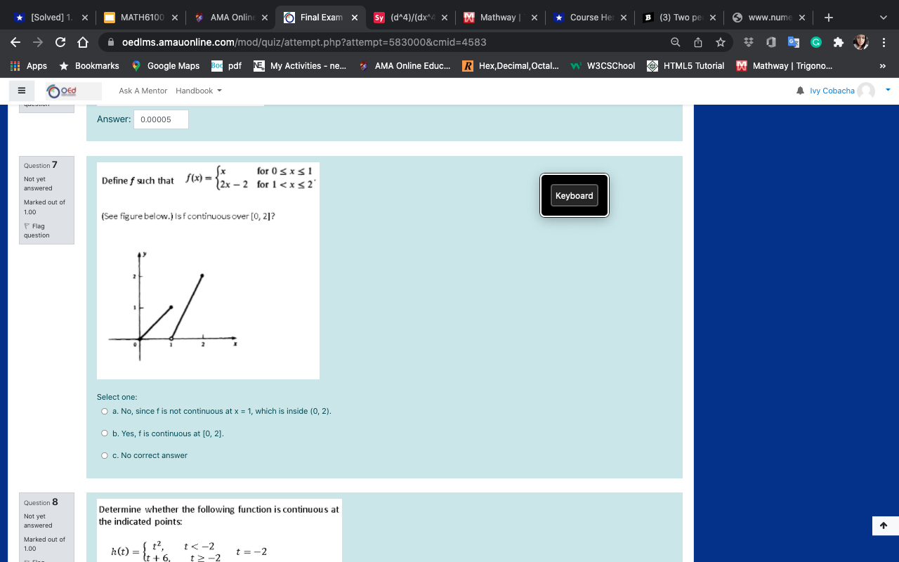 x + 2 f(x) = *[Solved] 1. x MATH6100 X AMA Online