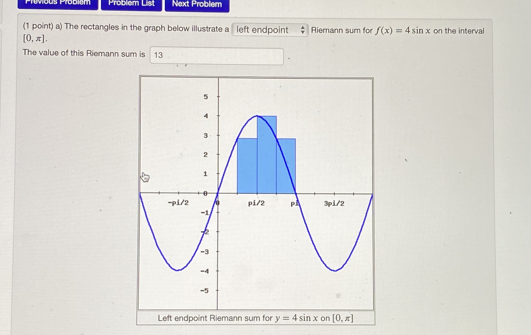in the graph below illustrate a| left endpoint . Riemann sum for