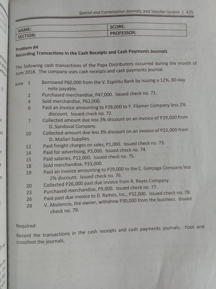 accounts payable. The following are June the transactions related to purchases and