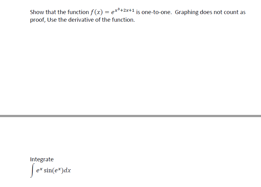 not count as proof, Use the derivative of the function. Integrate ex