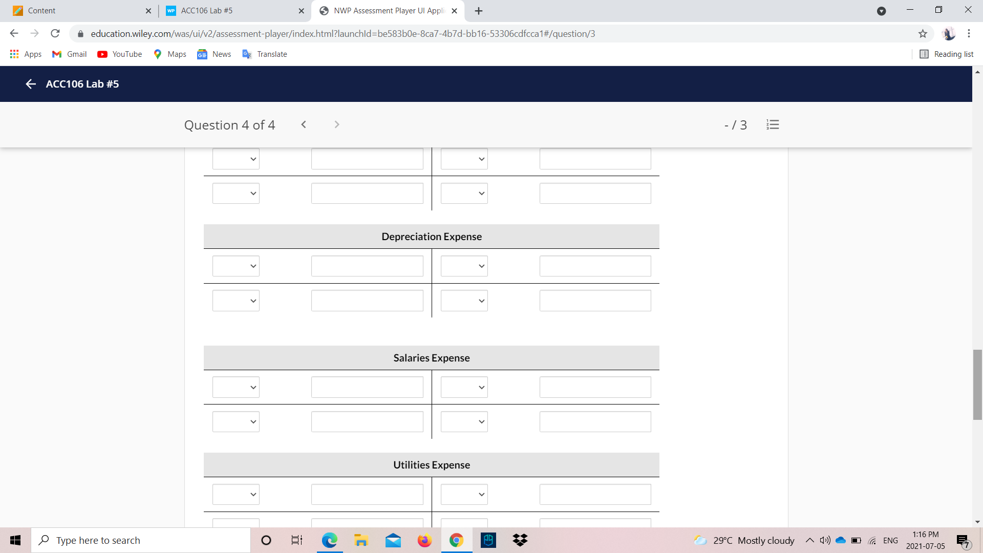 drawings account) eTextbook and Media Prepare T accounts for the accounts affected