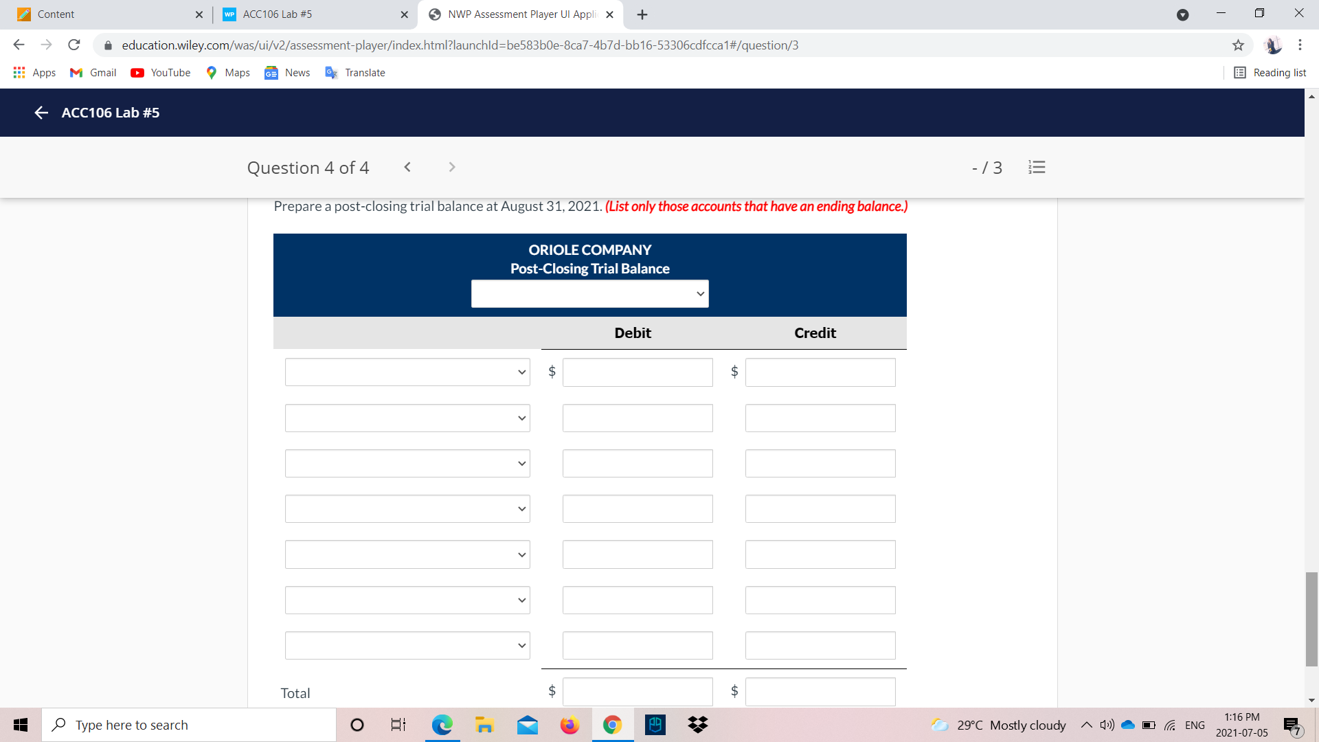 order of journal entries presented in the previous part.) Type here to