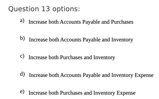both Accounts Payable and Inventory C) Increase both Purchases and Inventory d)