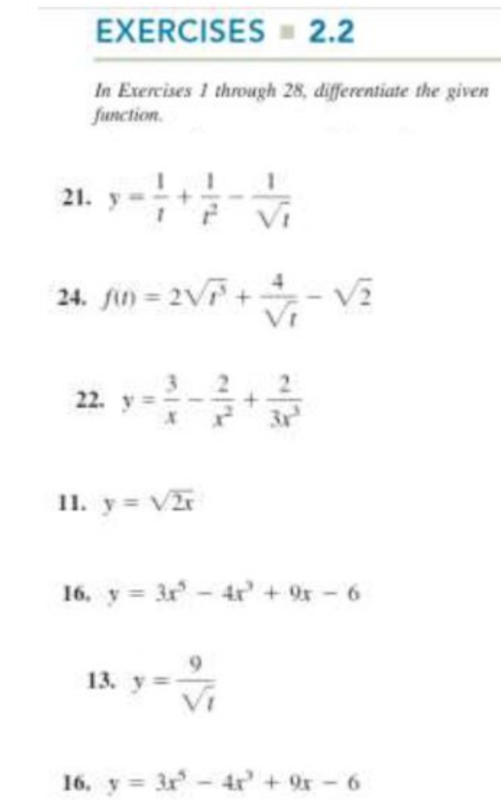 EXERCISES 2.2 In Exercises through 28. differennate the given