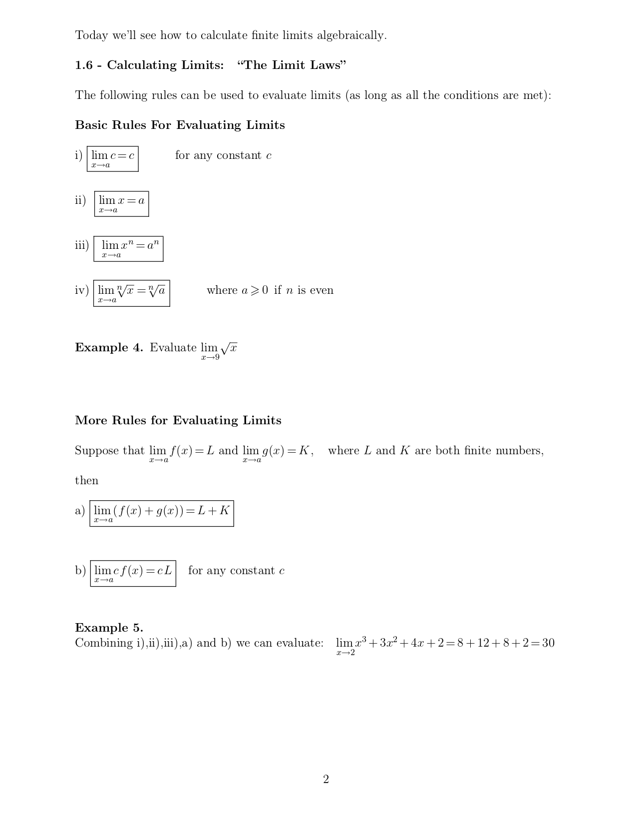 = K, where L and K are both finite numbers, x-a" I-a
