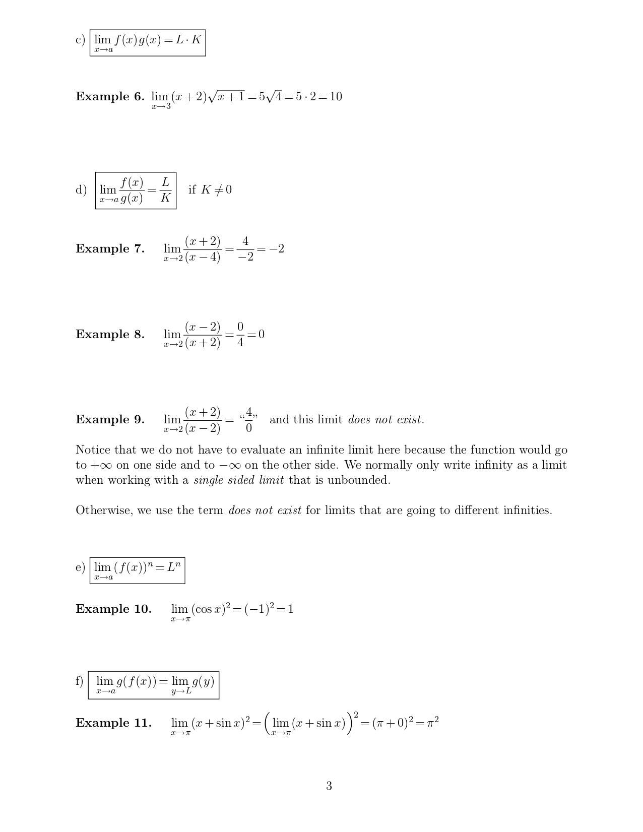 then a) lim (f (x) + g(x)) = L + K b)