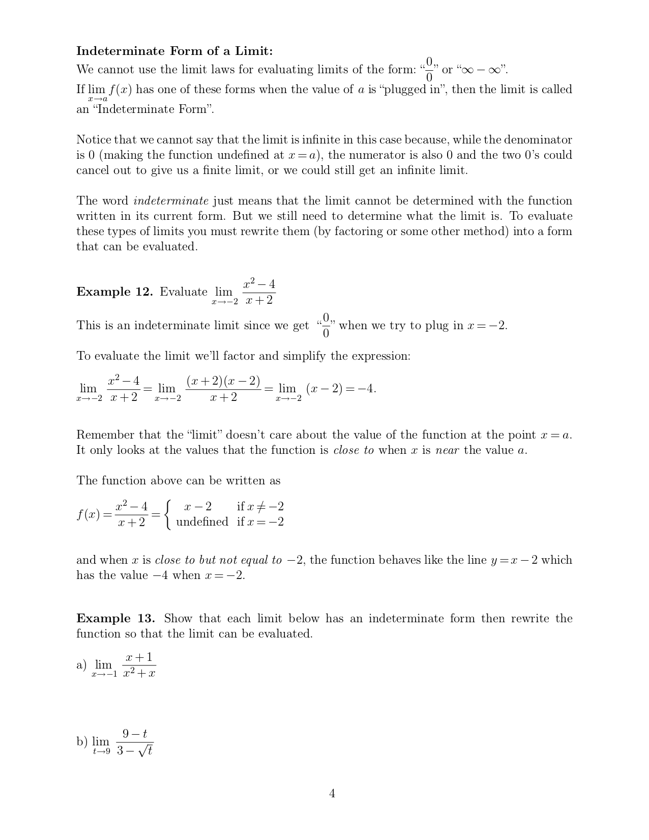 limef(x) =cL for any constant c x-a Example 5. Combining i), ii),