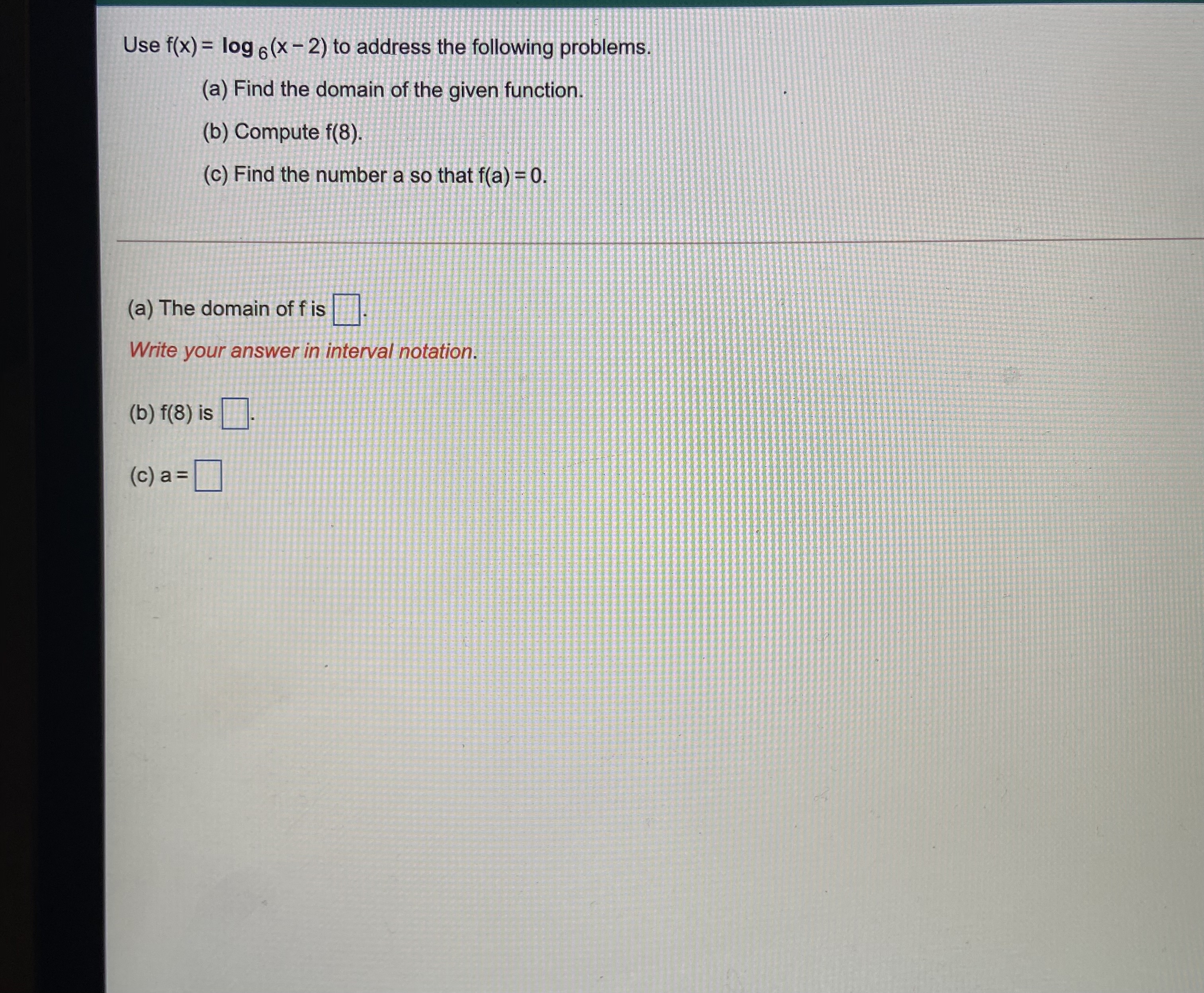 following problems. (a) Find the domain of the given function. (b) Compute