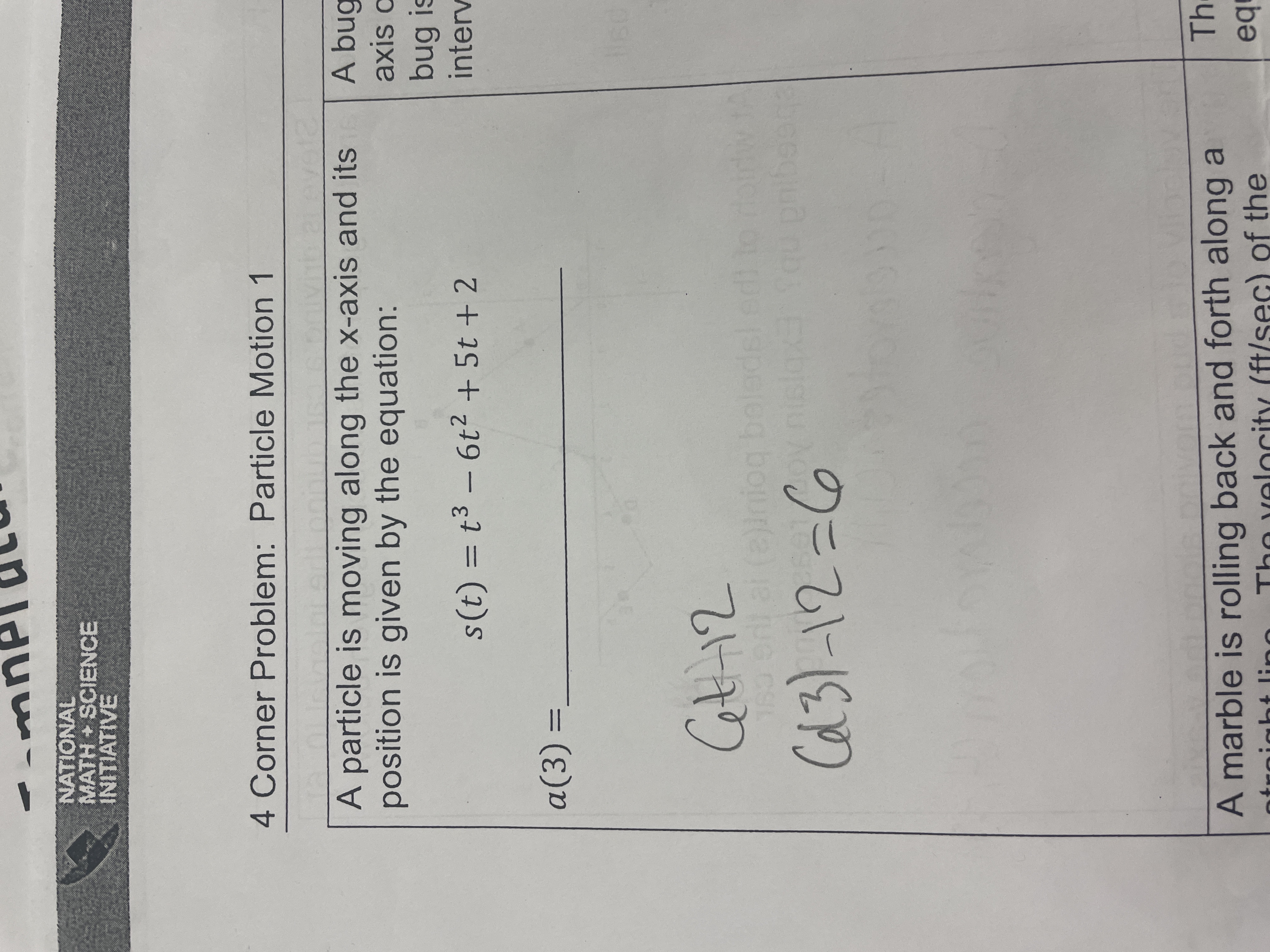 A particle is moving along the x-axis and its A bug position