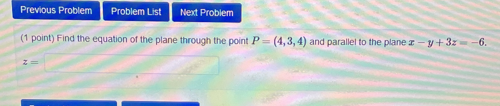 of the plane through the point P = (4, 3, 4) and