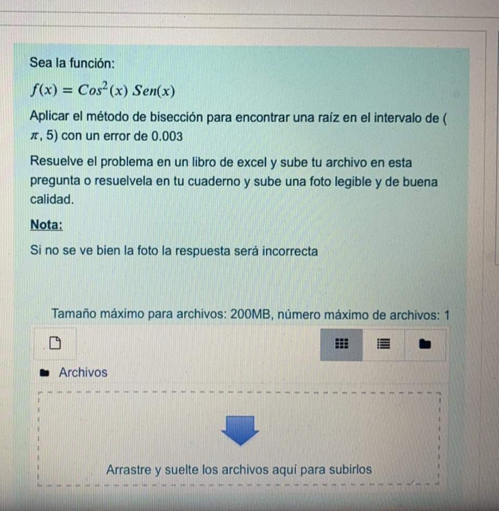 Sea la funcin: f(x) = Coe (x) Sen(x) Aplicar el mtodo de
