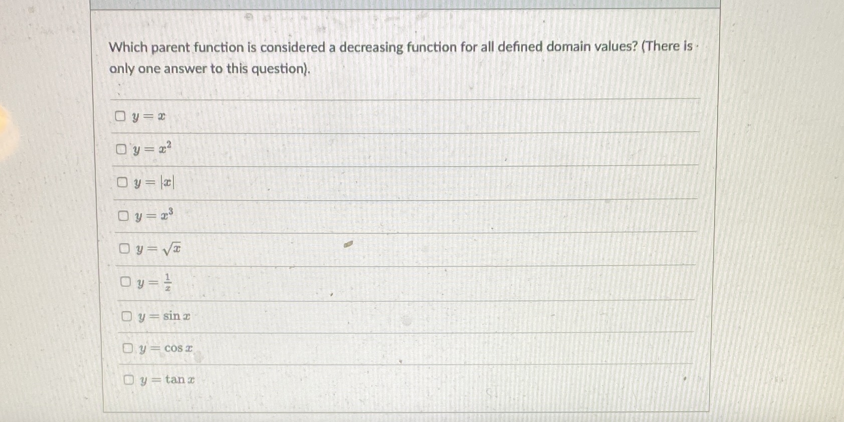 domain values? (There is only one answer to this question). Oy= z