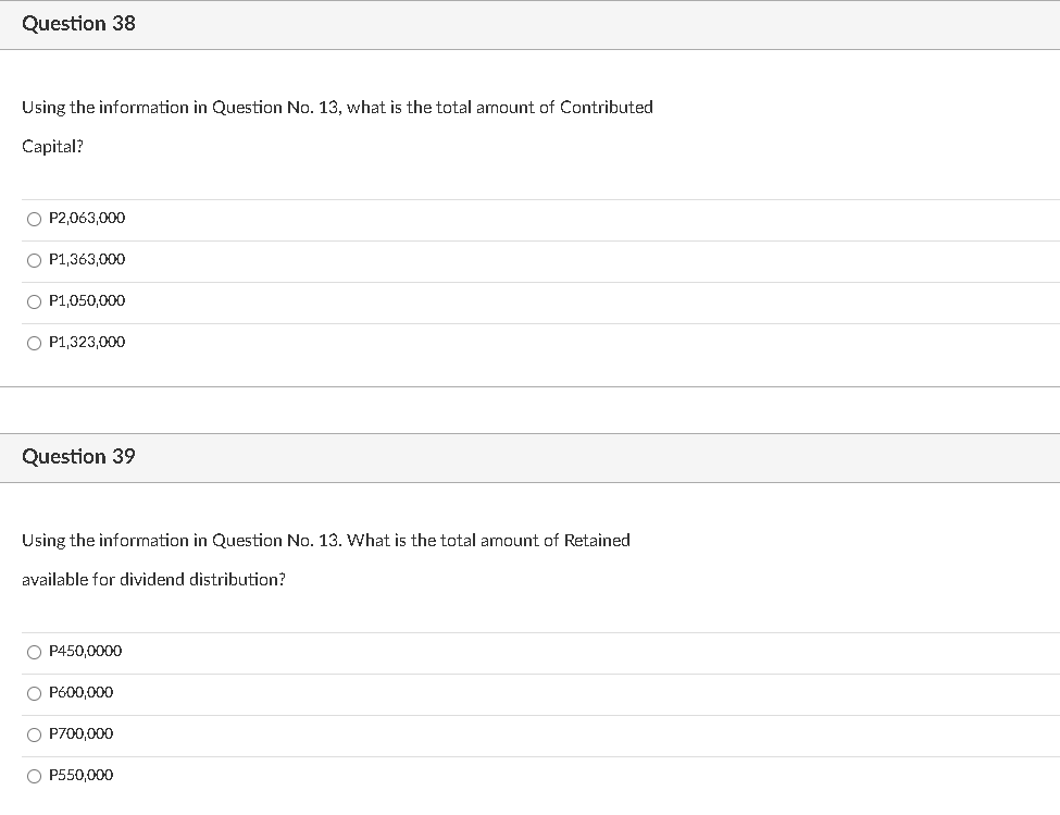 O P1363000 O P2.023.000 O P2063000 Question 29 1 pts The shareholders'