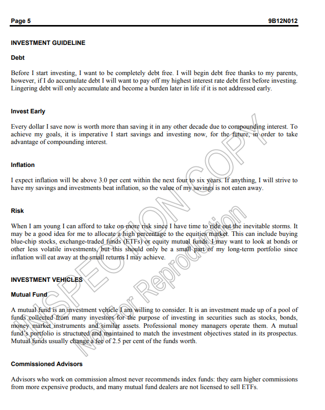 9 9B12N012 Exhibit 1 MARY SPENCER'S SHORT TERM BUDGET Short-Term Plan Year