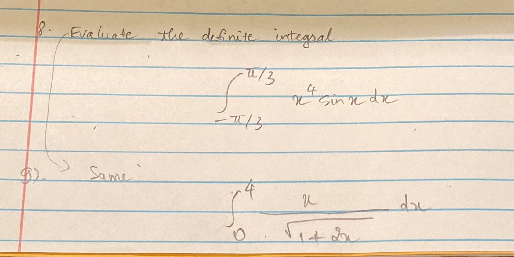 definite integral w / 3 4 K Sinn de - T1 3