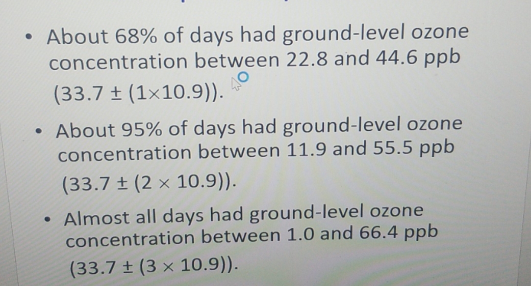 ppb (33.7 About 95% of days had ground-level ozone concentration between 11.9