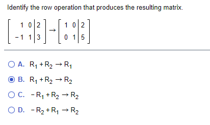 attached screenshot? Identify the row operation that produces the resulting matrix. 10