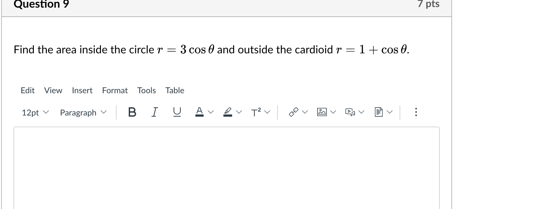 = 3 cos 0 and outside the cardioid r = 1 +