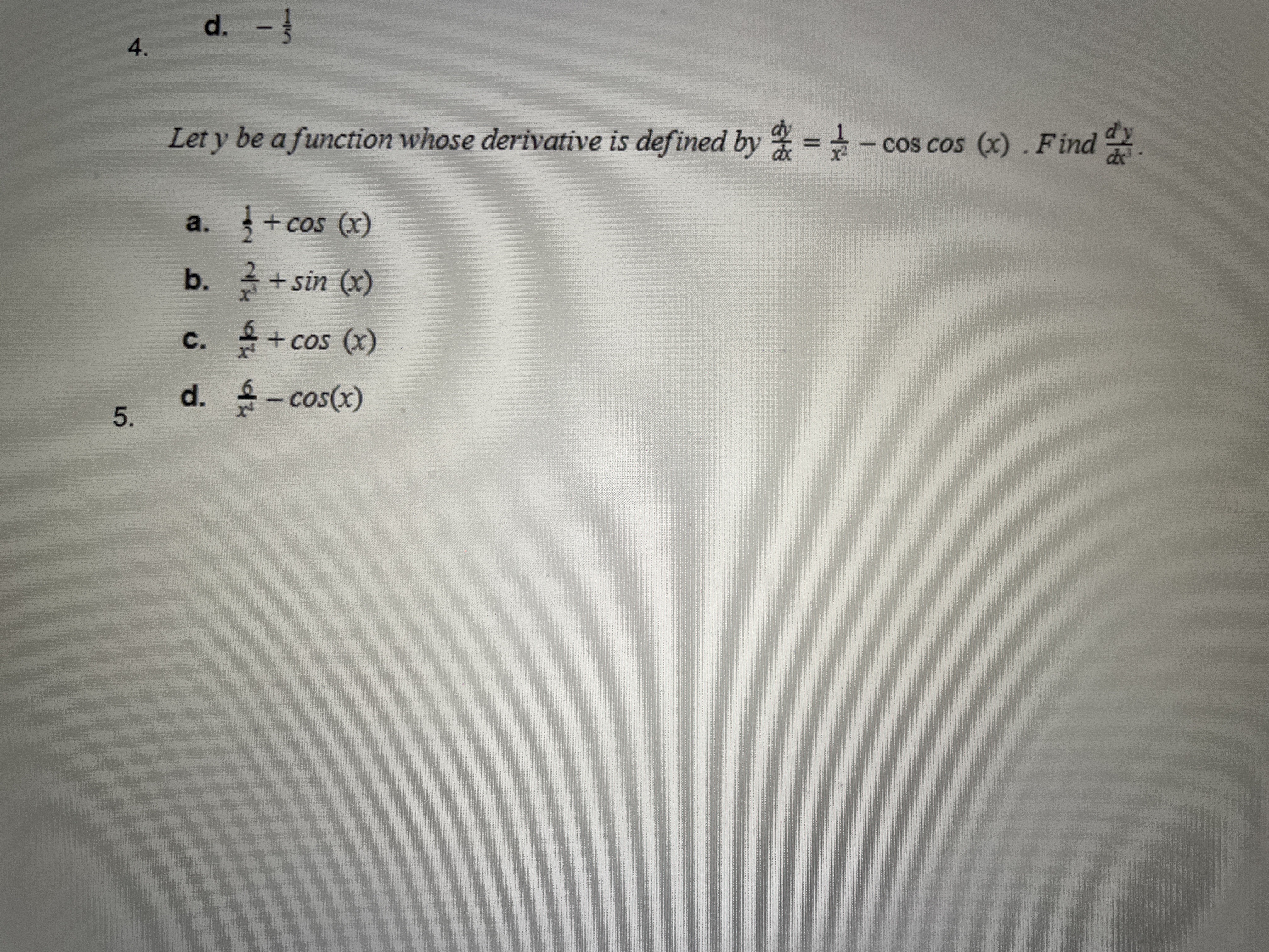 by a = = - cos cos (x) . Find a. +