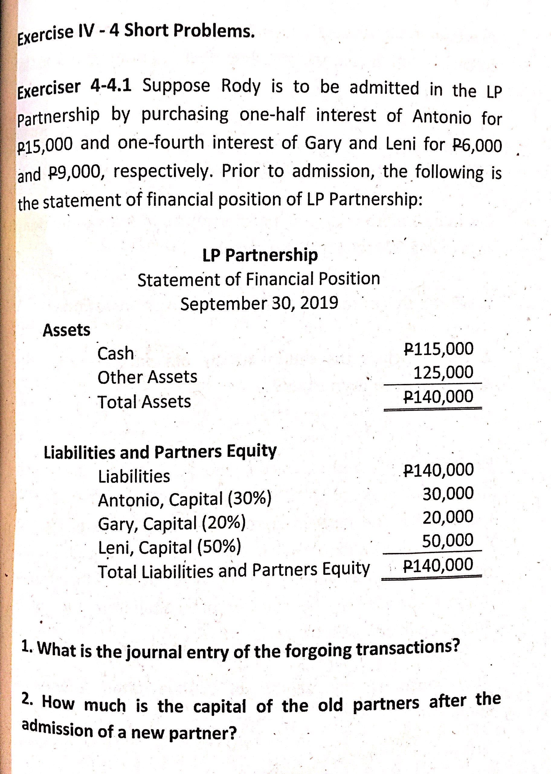 be admitted in the LP partnership by purchasing one-half interest of Antonio