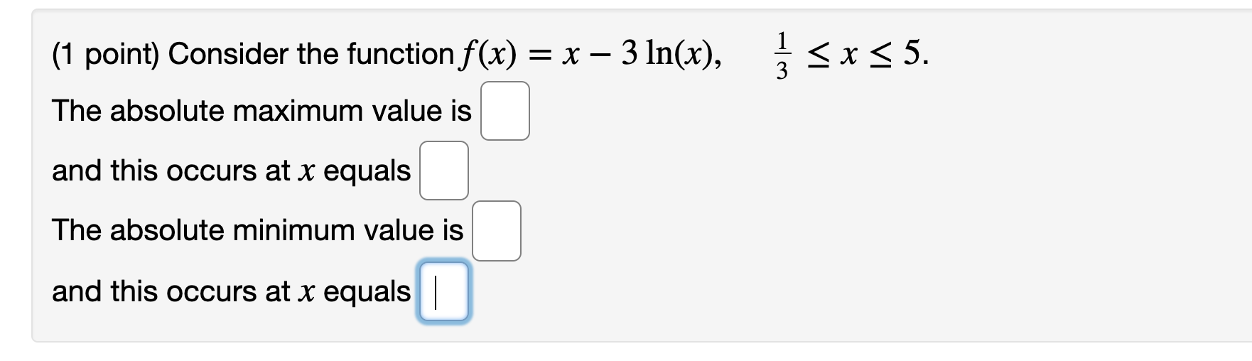 35x15. The absolute maximum value is and this occurs at x equals