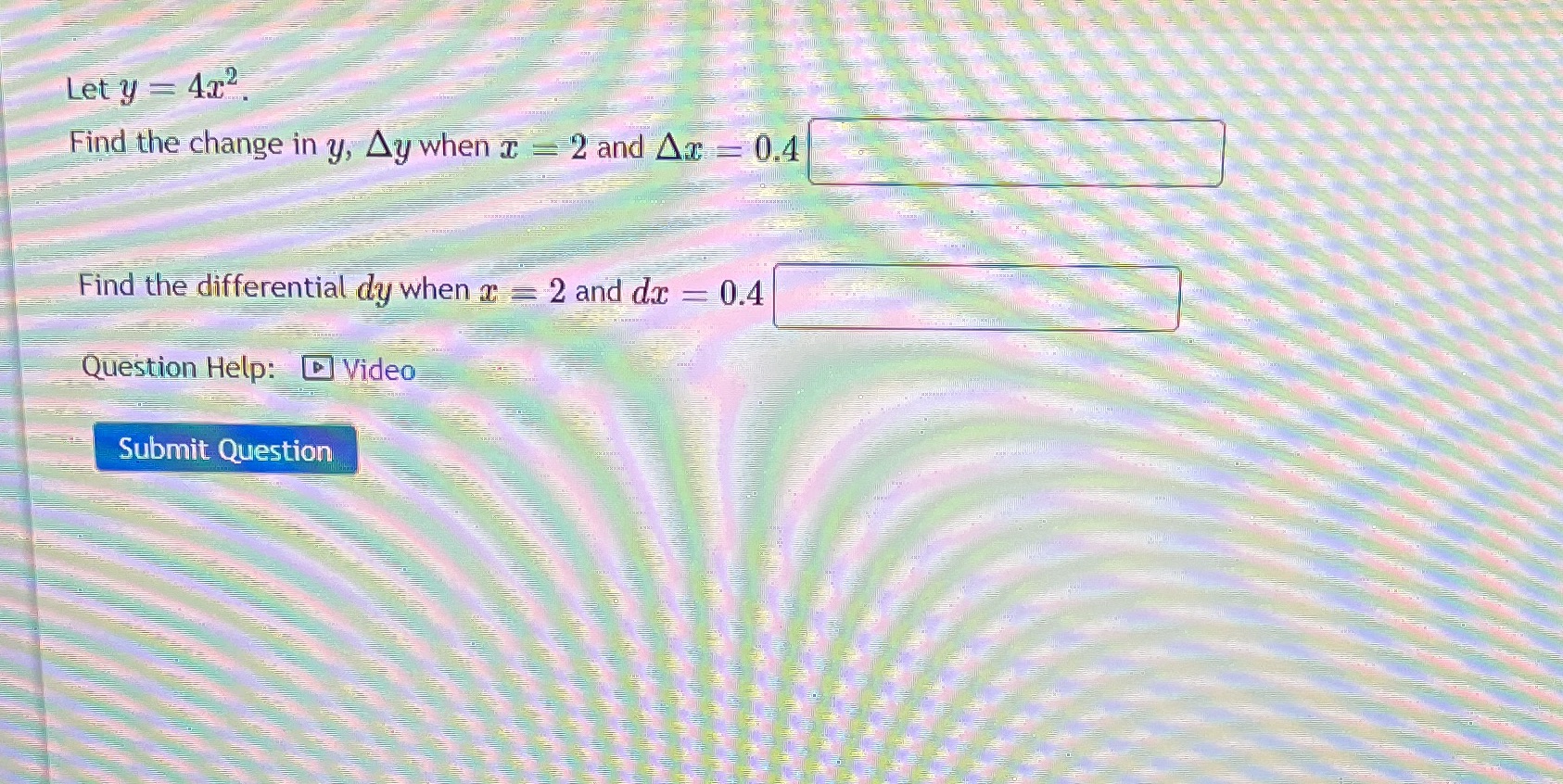 = 0.4 Find the differentiatdy when a; = 2 and dc 0.4