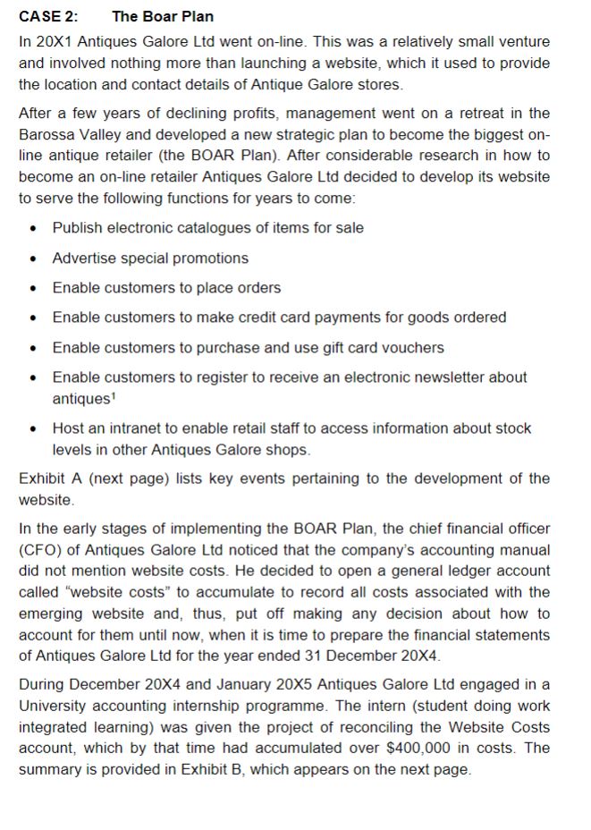 CASE 2: The Boar Plan In Antiques Galore Ltd went on-line. This