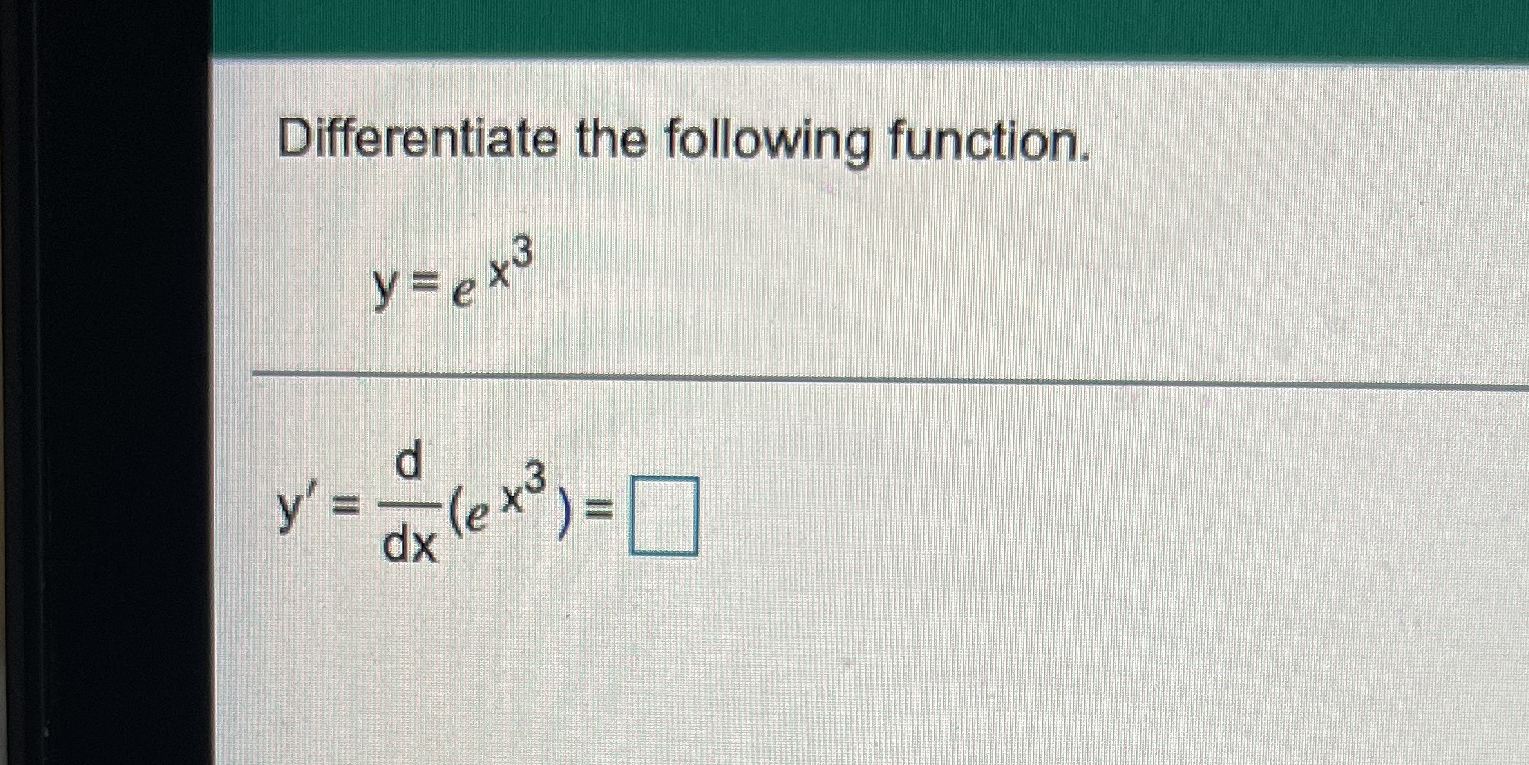 Differentiai the following function,