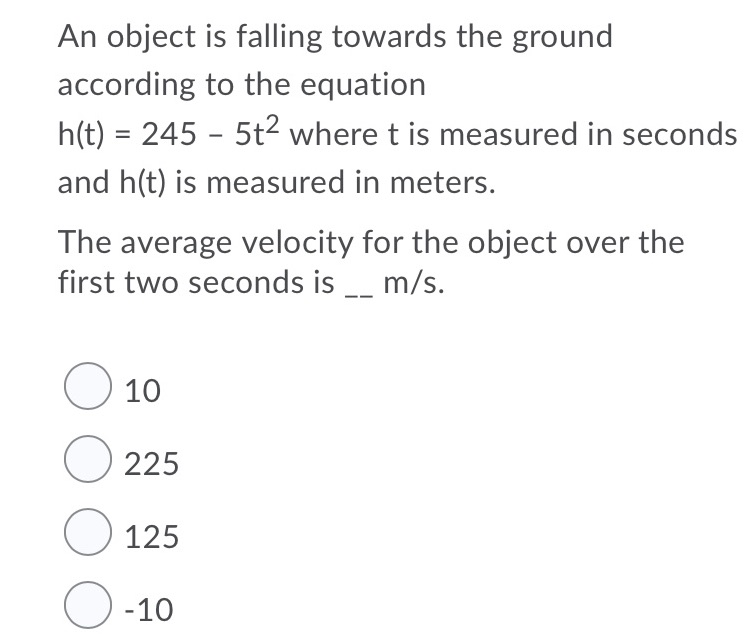 Please answer ASAP An object is falling towards the ground according