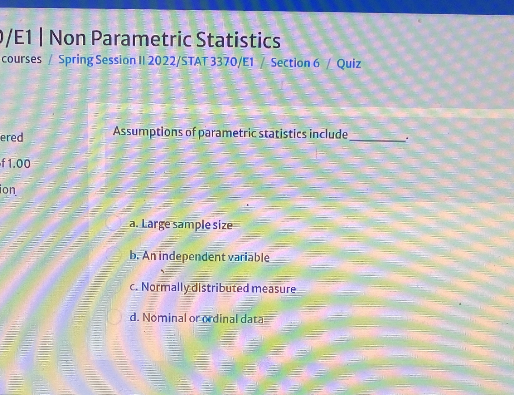  /E1 | Non Parametric Statistics courses / Spring Session II 2022/STAT