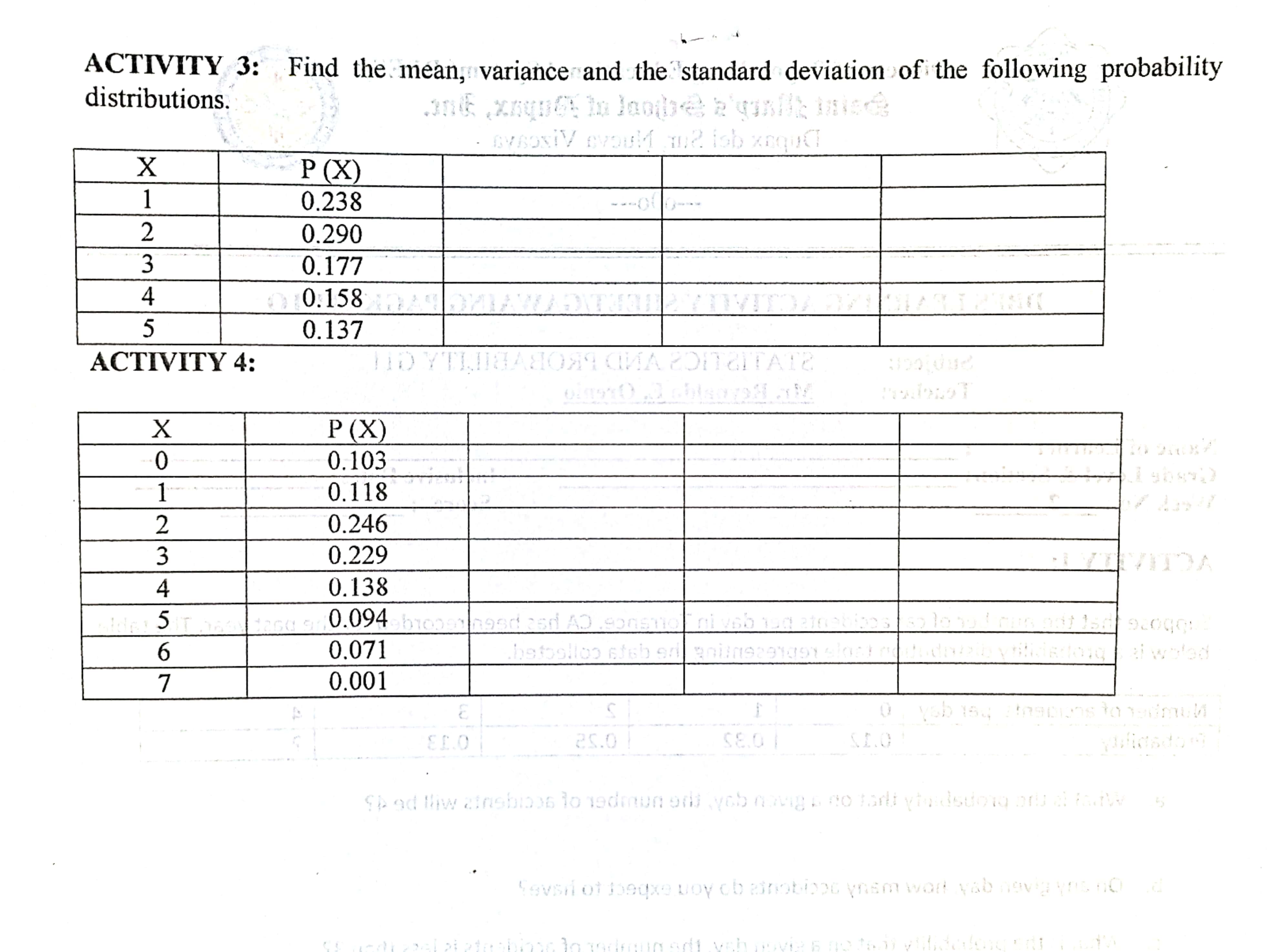 probability Distribution A 2 12ITAT2 : mojdn2 Examine the probability distribution that
