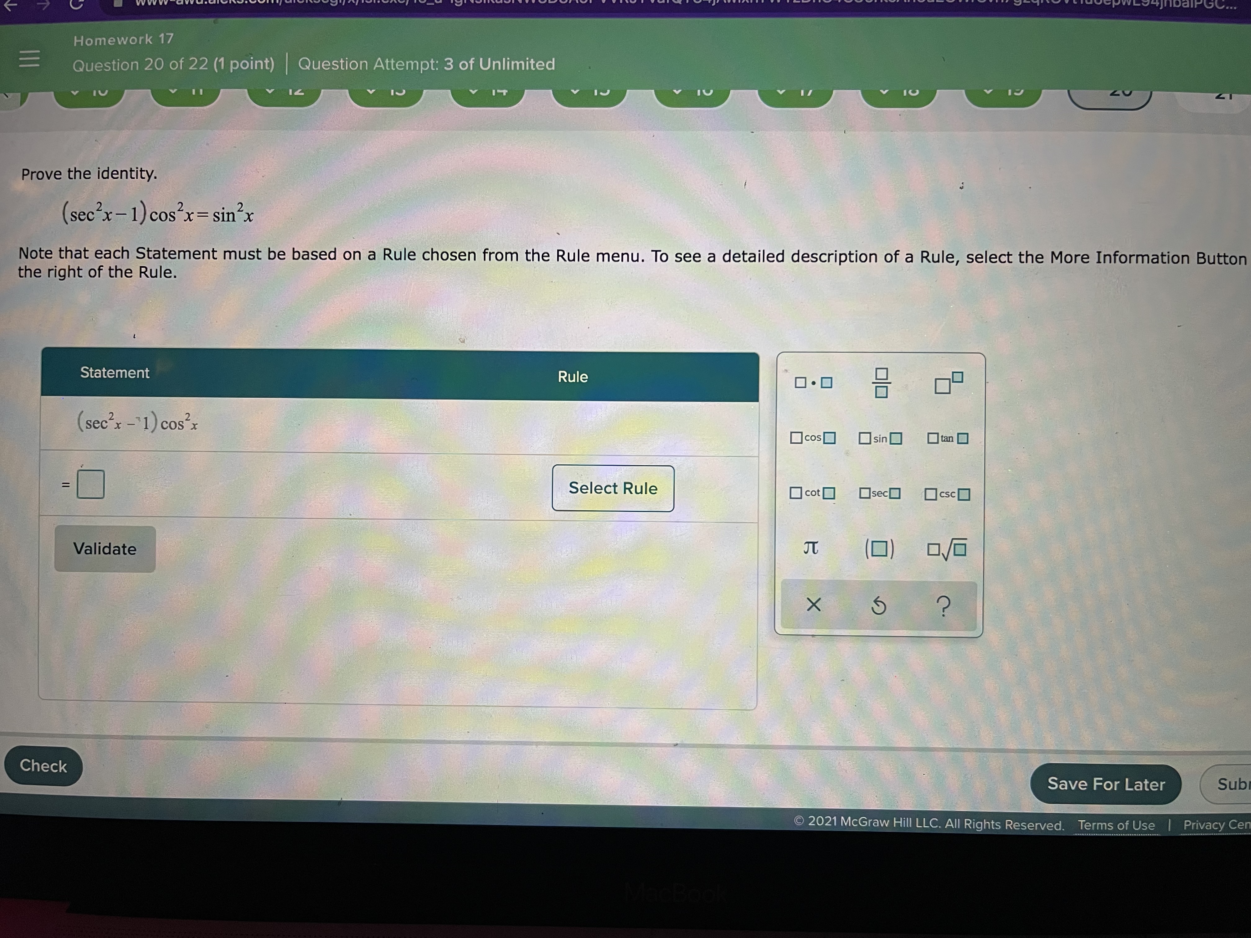 Homework 17 Question 20 of 22 (1 point) I Question Attempt: 3