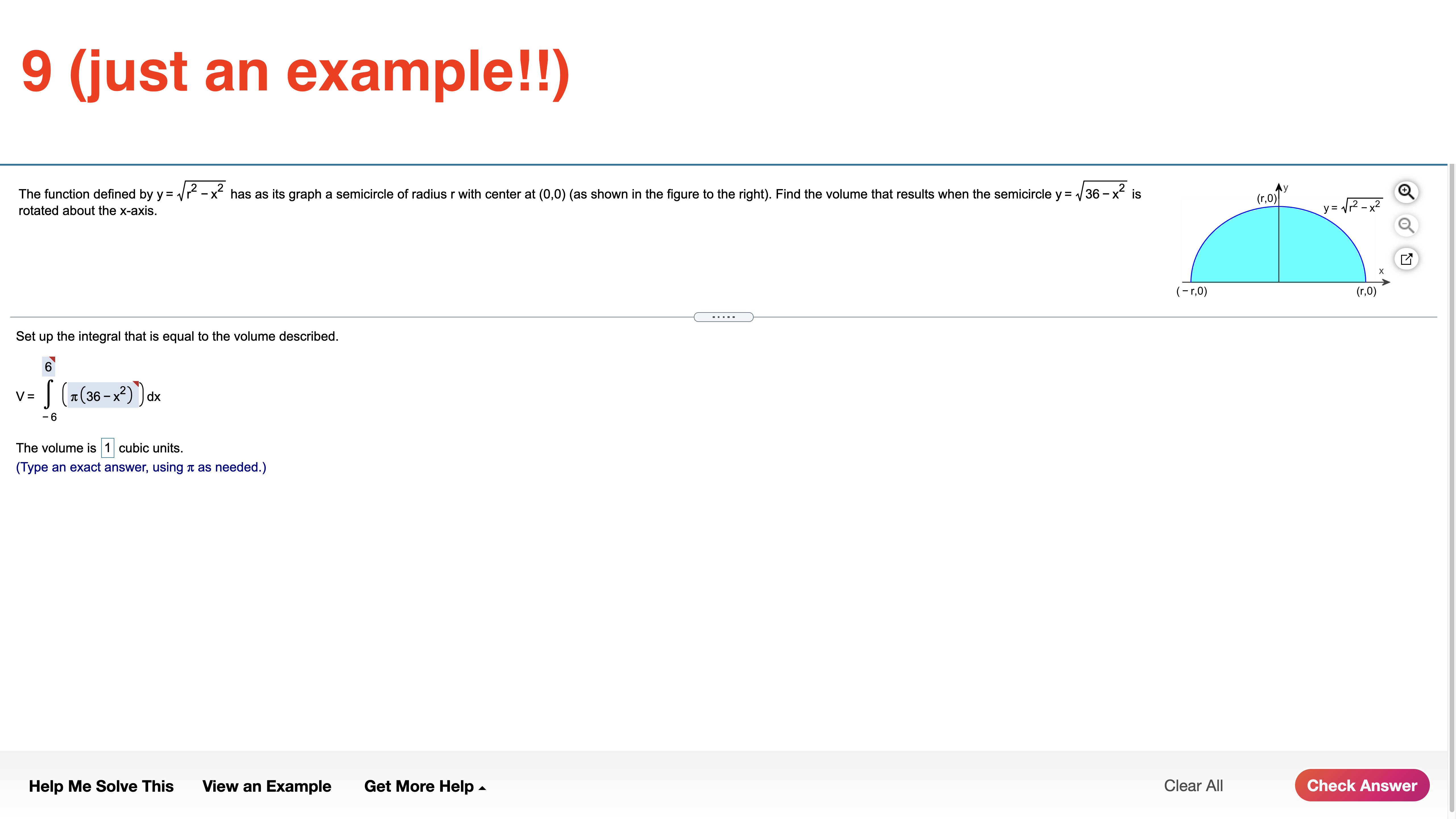 and x = 5 about the x-axis. The volume of the solid