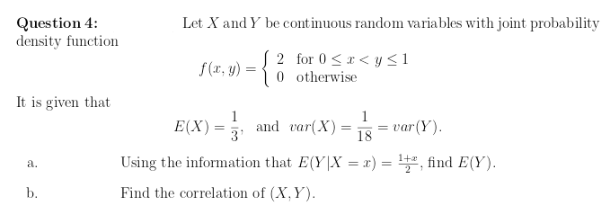 with joint probability density function 2 for BI 5 :r: c: y