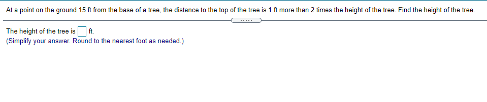 please solve At a point on the ground 15 ft from