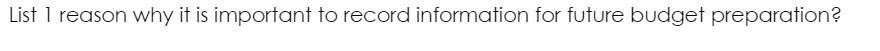 List I reason why it is important to record information for future
