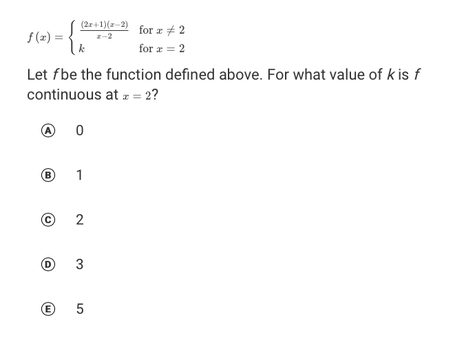 f. (D lim f (x) is equal to lim f (x) (E
