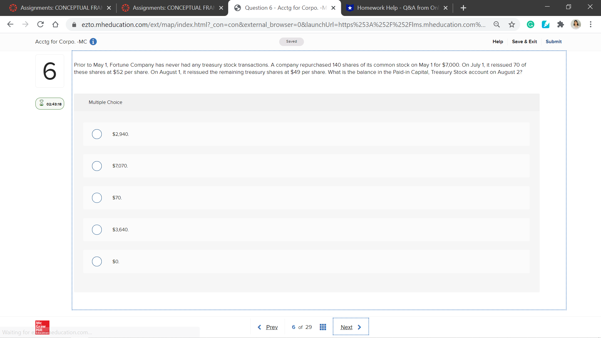 Save & Exit Submit A corporation declared and issued a 25% stock