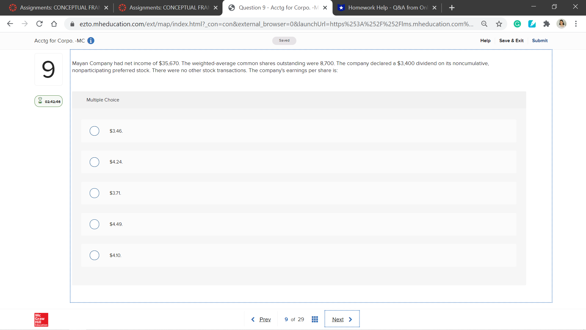 02:44:20 Market value per share tA 22 par value per share 5